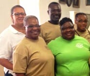 Front: Zakiya Minkah of Shiloh Baptist Church and Warrenetta Banks, volunteer manager, Lower 9th Ward Center for Sustainable Engagement & Development Back: Victoria Goff, American Baptist Home Mission Societies national coordinator, Volunteer Ministries; Percy McNeil and Jordan Duckett, both of Shiloh