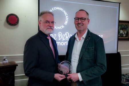 Curtis Ramsey-Lucas, editor of The Christian Citizen, receives a Rose-Hinkhouse Memorial Award in 2024