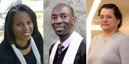 Combined photo of Rev. Dr. Cheryl Dudley, regional executive minister of ABCMNY; Rev. Pierot Julien, coordinator of relations between ABCMNY and Haitian Churches in the region; Rev. Abigail Medina Betancourt, ABHMS' national coordinator for intercultural engagement.